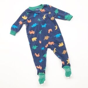 Carter's baby boy dinosaur print zip up fleece footie